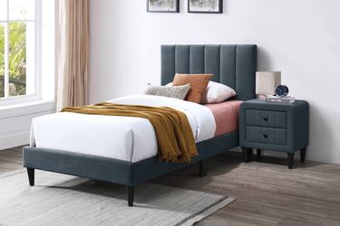 Brand new gray or pink linen twin platform bedframe