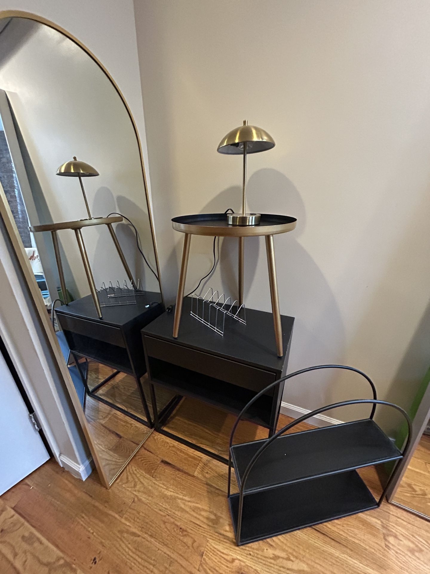 Various Gently Used Black & Gold Finish Furniture