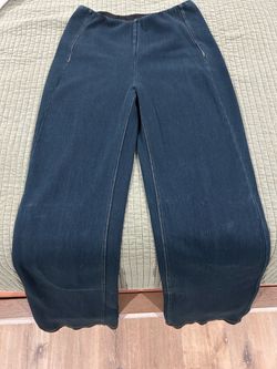 Dark Wash Wide-Leg Denim Jeans- XS