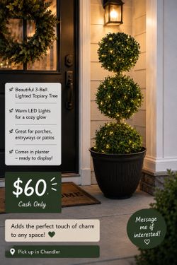 3-Ball Artificial Pre-Lit LED Boxwood Topiary Tree in Planter