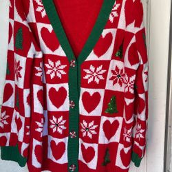 Holiday Time Womens Christmas Knit Long Sleeve Cardigan Sweater Size XXL
