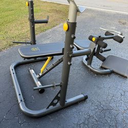 Olympic Workout Bench With Extras And Squat Rack- Like New