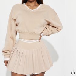 Fashion Nova Preppy Pleated Mini Skirt Set 