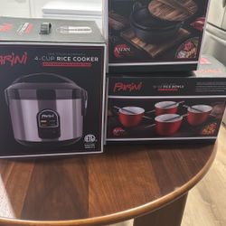 Brand New Rice Cooker, Cast Iron And Ceramic Bowel Bundle 