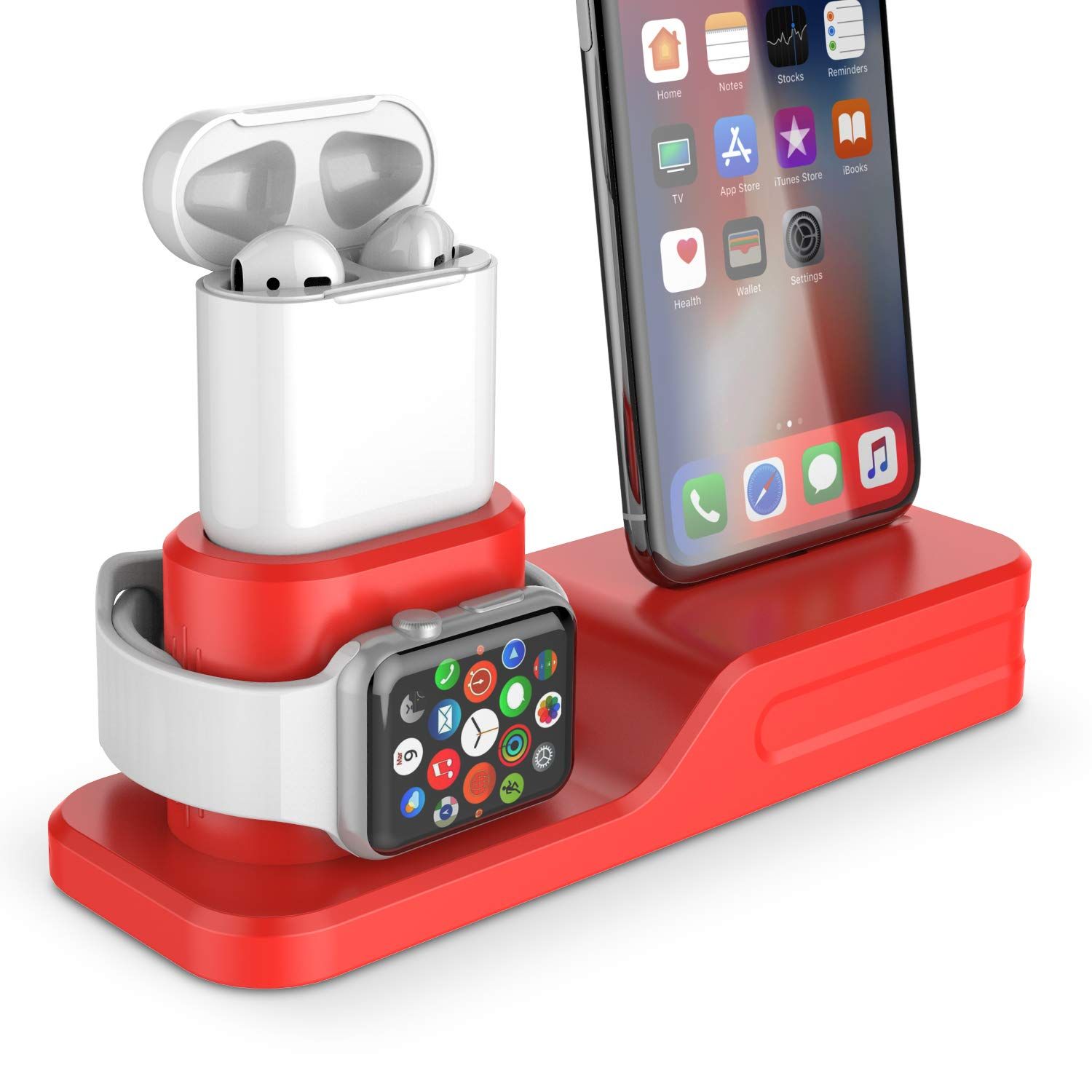 Brand new in box Charging Stand, Coffea 3 in 1 Charging Station Compatible Apple Watch Series 4/3/2/1 Silicone Charging Dock Holder for iPhone and Ai