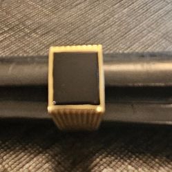 Men's 14k Yellow Gold Rectangle Black Onyx Signet Ring Size 10 - 10.4 grams
