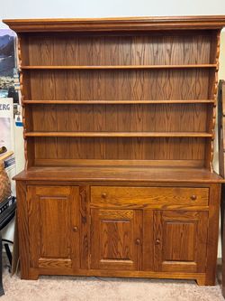 Solid Oak Hutch - 2 pieces