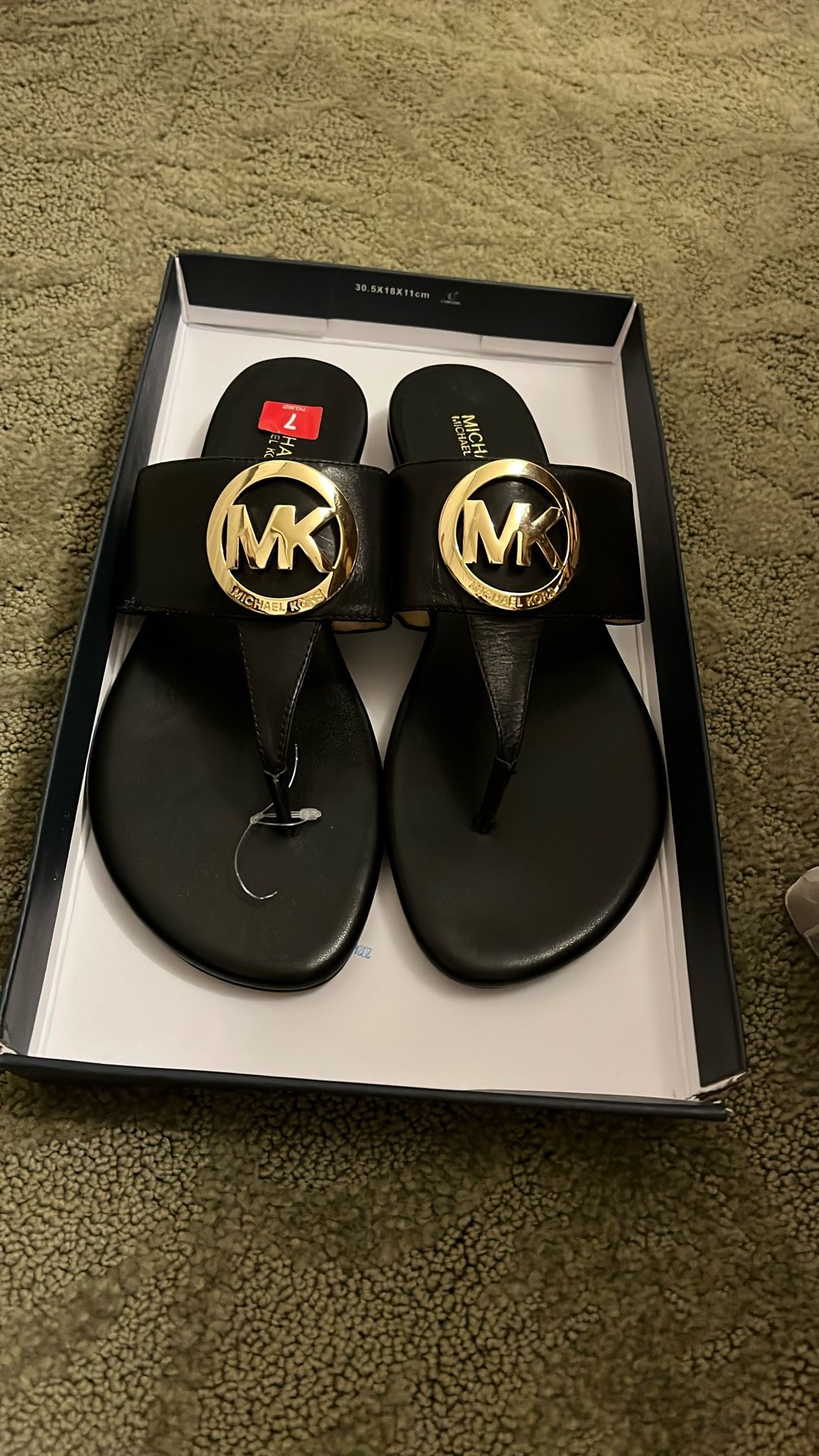 Michael Kors Black Leather Sandals Size 7 New