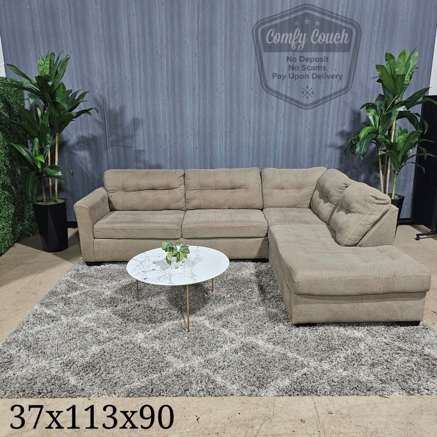 🛋️ Comfy Beige Sectional Sofa (Delivery Available!! )
