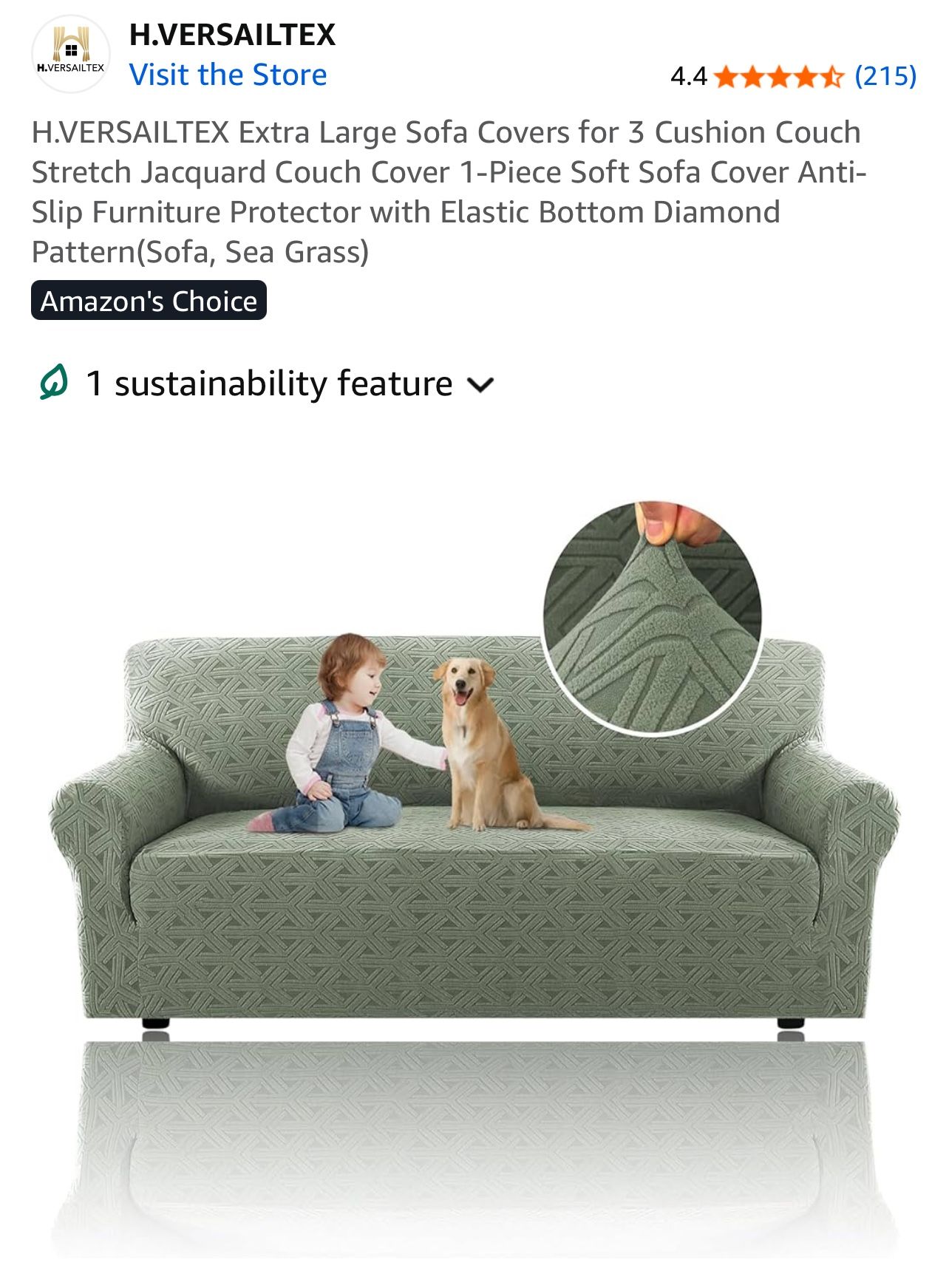 Extra Large Sofa Cover for 3 Cushion Couch Stretch Jacquard Couch Cover 1-Piece Soft Sofa Cover Anti-Slip