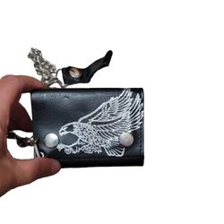 Motorcycle Leather Trifold Wallet With Chain 