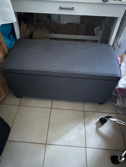 Navy blue storage ottoman bench