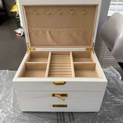 3-Layers Retro Jewelry Organizer Box Rings Necklaces Bracelets Display Cabinet