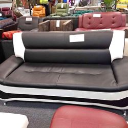 black white PU sofa