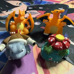Pokemon Bandai 2” Finger Puppets Charizard Blastoise Venusuar (4pcs)