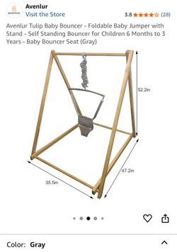 Avenlur Tulip Baby Bouncer - Foldable Baby Walker Jumper with - Self Standing Bouncer for Children 6 Months to 3 Years - Baby Bouncer Seat (Gray)