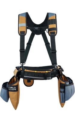 KUNN Carpenter Tool Belt with Suspenders Pro Framer Suspension Tool Rig for Construction Contractors and Electrician,Khaki
