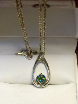Silver 925 Neckless with Pendant with Gem stone