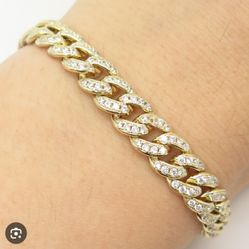 Pandora Timeless Pave Cuban Chain Gold Plated Bracelet No Box 20cm,7.9in