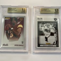JAYDEN DANIELS + BROCK BOWERS 2024 Panini Instant Studio Rookies #SR34 + #BWR15 Slabs Beckett 9.5 GEM MINT Football Rookie Cards 
