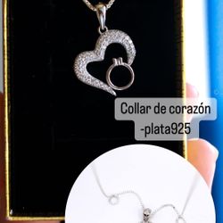 Collar De Corazón De Plata 925