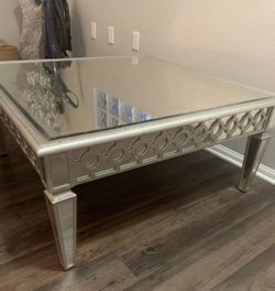 New silver mirrored coffee table