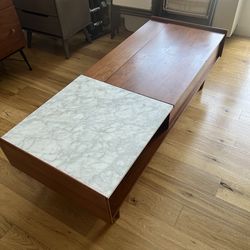 West Elm Marble & Walnut Coffee Table