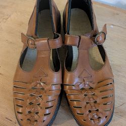 Rieker Brown Leather Woven Mary Jane Comfort Shoes Womens EU 40 US 9