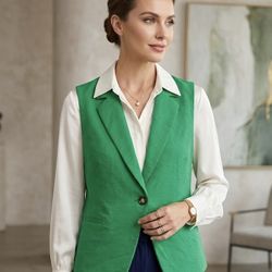 Women Sleeveless Green Vest