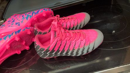 Pink Molded Cleats with Geometric Pattern