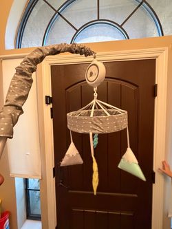 Adventure or mountain outdoor mobile for crib with arm