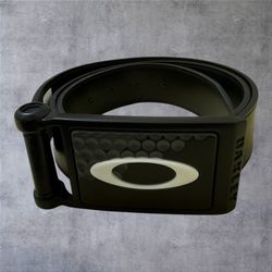 Oakley Leather Belt Mens Black Metal Ellipse O Logo Buckle 96133 FA13 Golf Y2K Vintage
