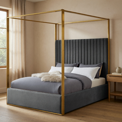Heersa Velvet Canopy Bed by Mercer41 – New Queen Size - Durham, NC