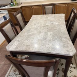 Marble Top Dining Table With 6  Chairs