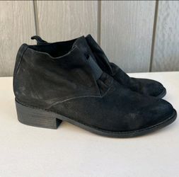 Eileen Fisher Leather Ankle Boots "Soul" Tumbled Black Nubuck Size 10