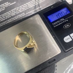 14k Gold Black Onyx Nugget Ring 