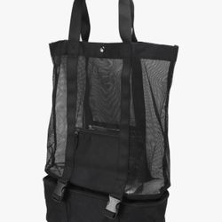 Beach Bag, Mesh Cotton Beach Tote for Outdoor Picnic Camping, with Removable Insulation Bag for Drinks, Snacks, and Lunches, Stores Towels, Swimsuits,