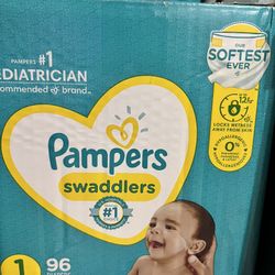 Size 1 . Pampers Swaddlers Boxes