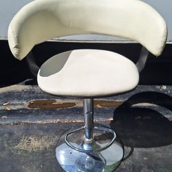 White Leather & Chrome Swivel Chair (Nice) $50