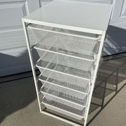 White JONAXEL Storage Combination w/Top Shelf W/6 Mesh Drawer With Top. 