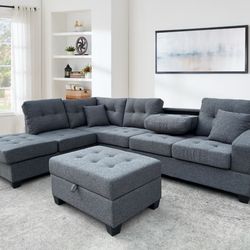 Brand New Sectional Sofa with Ottoman / Sofa Seccional con Ottoman Nuevo a Estrenar … Fast 🚚