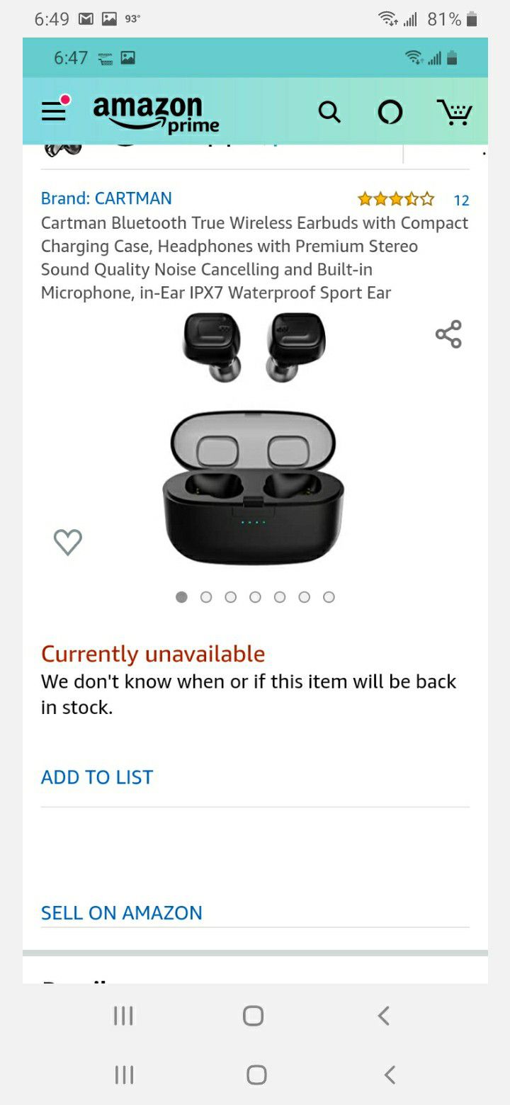 Wireless earbuds with charging case IPX7 waterproof