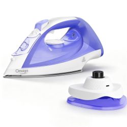 OMAIGA 2 in 1 Cordless & corded Steam Iron 1550W ceramic soleplate lavender NIB