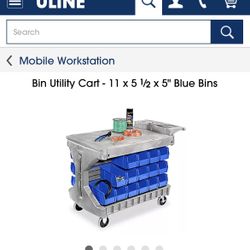 Mobile Workstation Blue Bins