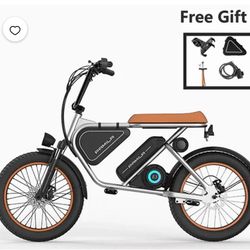 Pamila E3 White 20-Inch Adult Motorized Dirt Bikes,1000W Led Mid-Mounted Motor,Puncture-Resistant UL2849 Wide Tires,48V15.6Ah Battery.