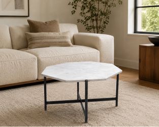 Round coffee table with marble
