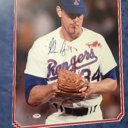 NOLAN RYAN SIGNED 16X20 PHOTO IN A 24x31 CUSTOM  FRAME  