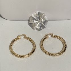 35mm Diamond Cut Hoops Oro Laminado