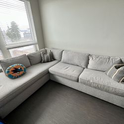 West Elm Harris 2 Piece Sleeper Sectional w Bumper Chaise 112