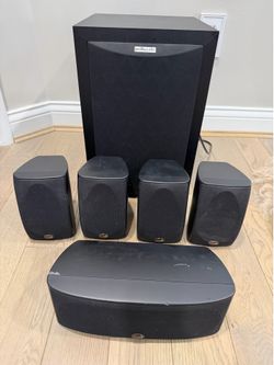 Polk Audio RM6750 5.1 speaker system with powered subwoofer and center channel speaker!